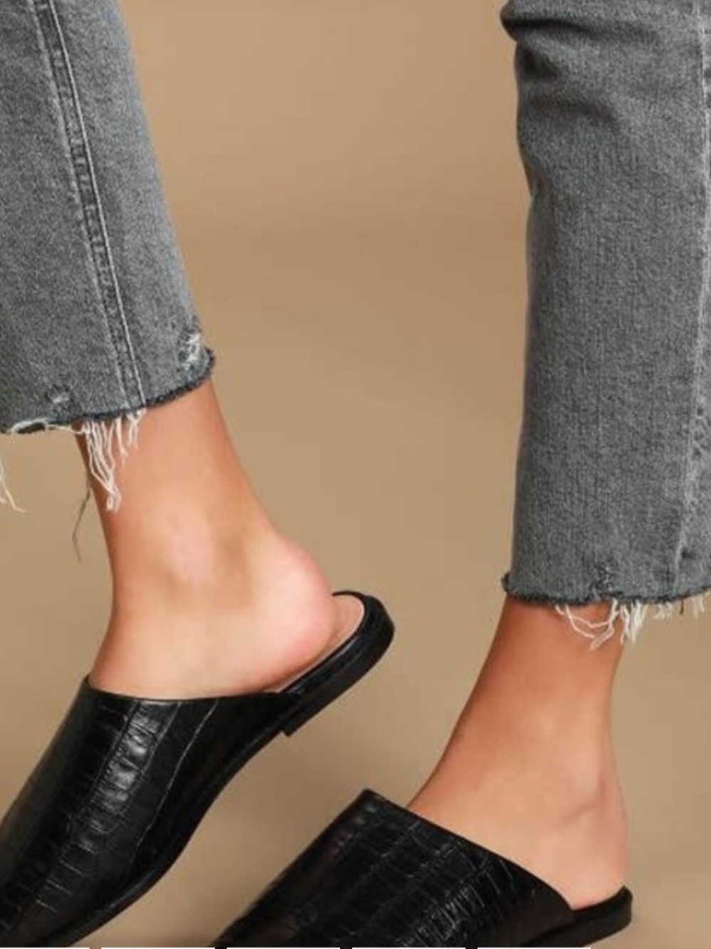 Seychelles Black Croc-Embossed Slide Mules- 7